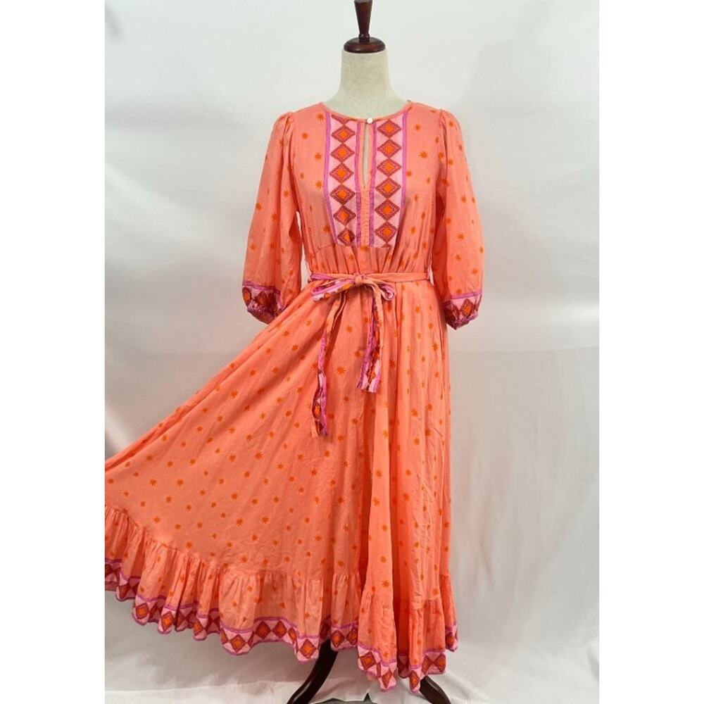 MAREA by LIZ JOY Sz S Small Coral Orange House Dress